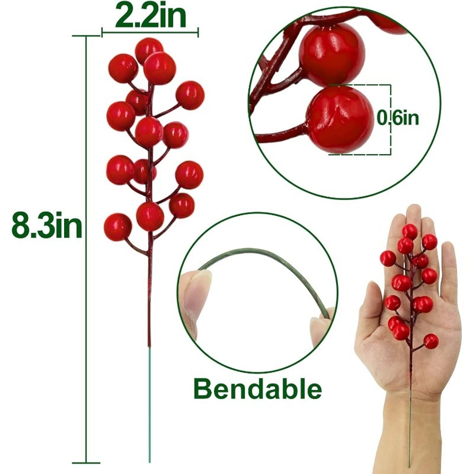 Artificial Red Berries Bouquets for Christmas Decorations