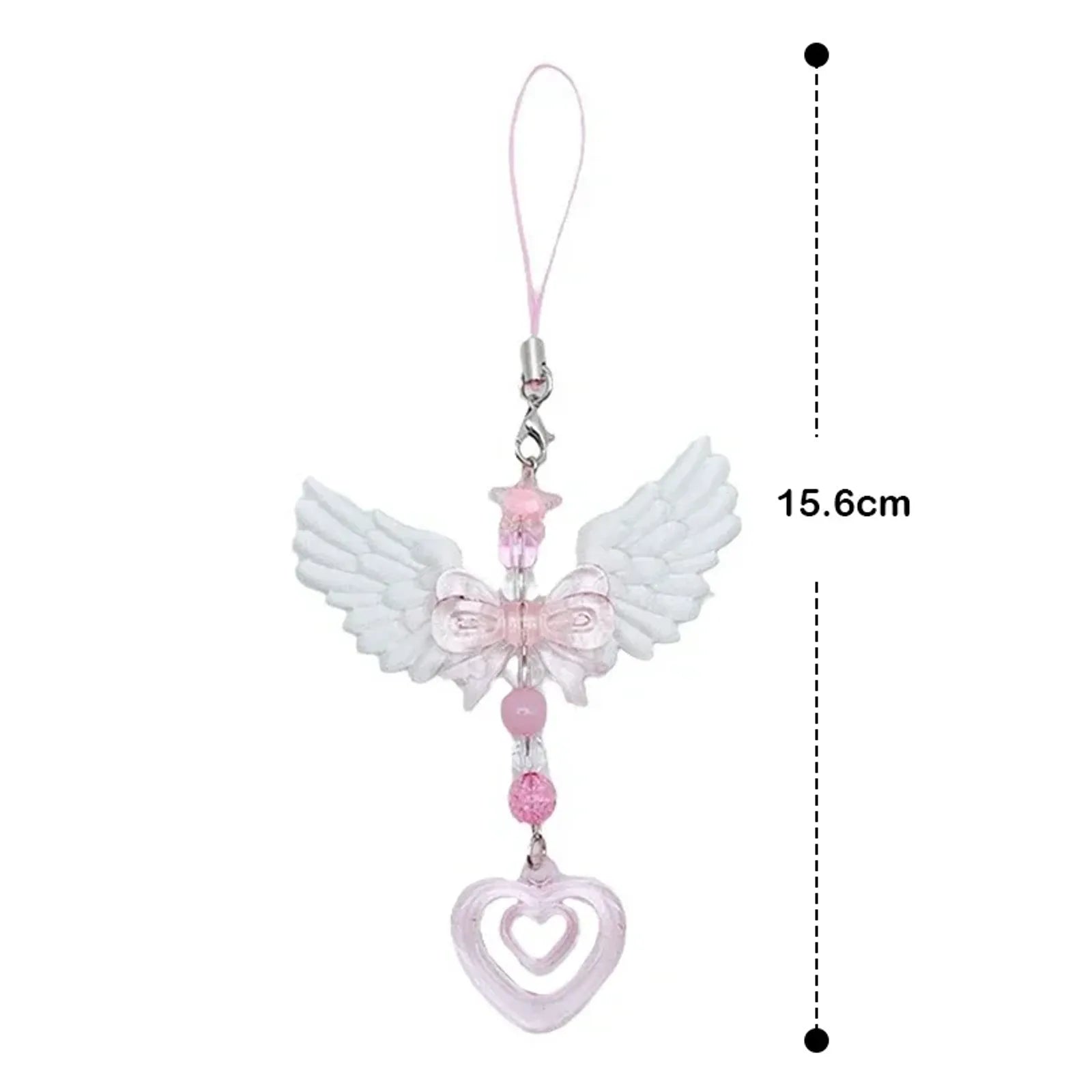 Lovely Wings Bow Heart Mobile Strap Pendant Chain