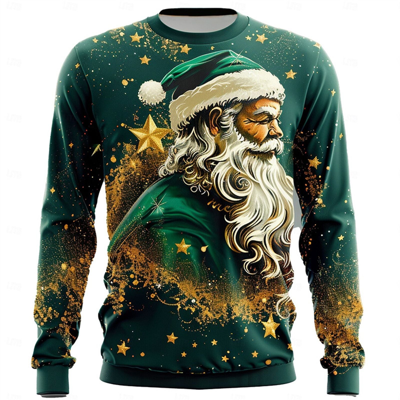 Funny Christmas Sweatshirt for Men - Motorcycle Santa Pullover