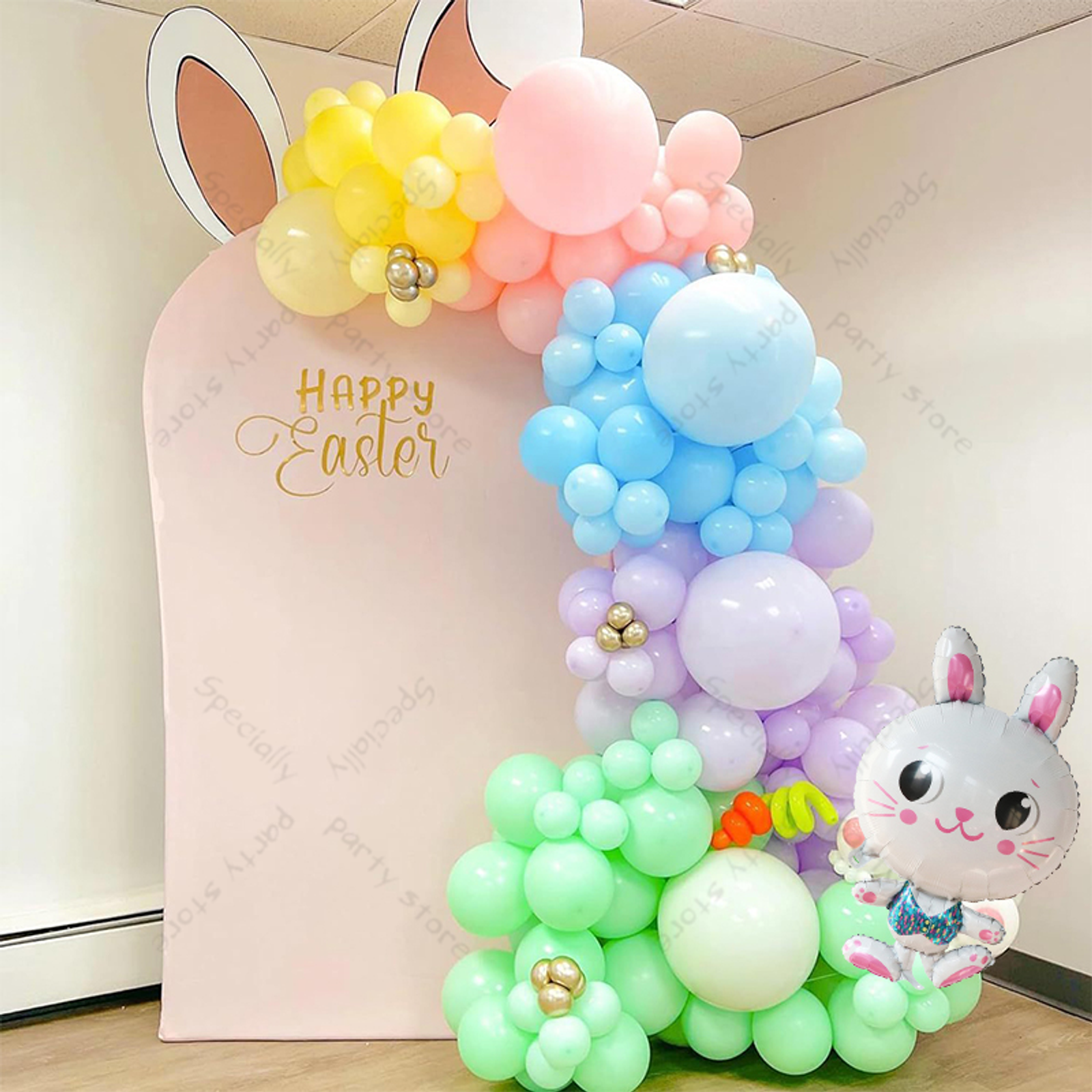 Cartoon Rabbit Foil Balloon Garland Kit for Easter