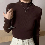 Autumn Winter Mock Neck Women's Vintage Knitted Sweater