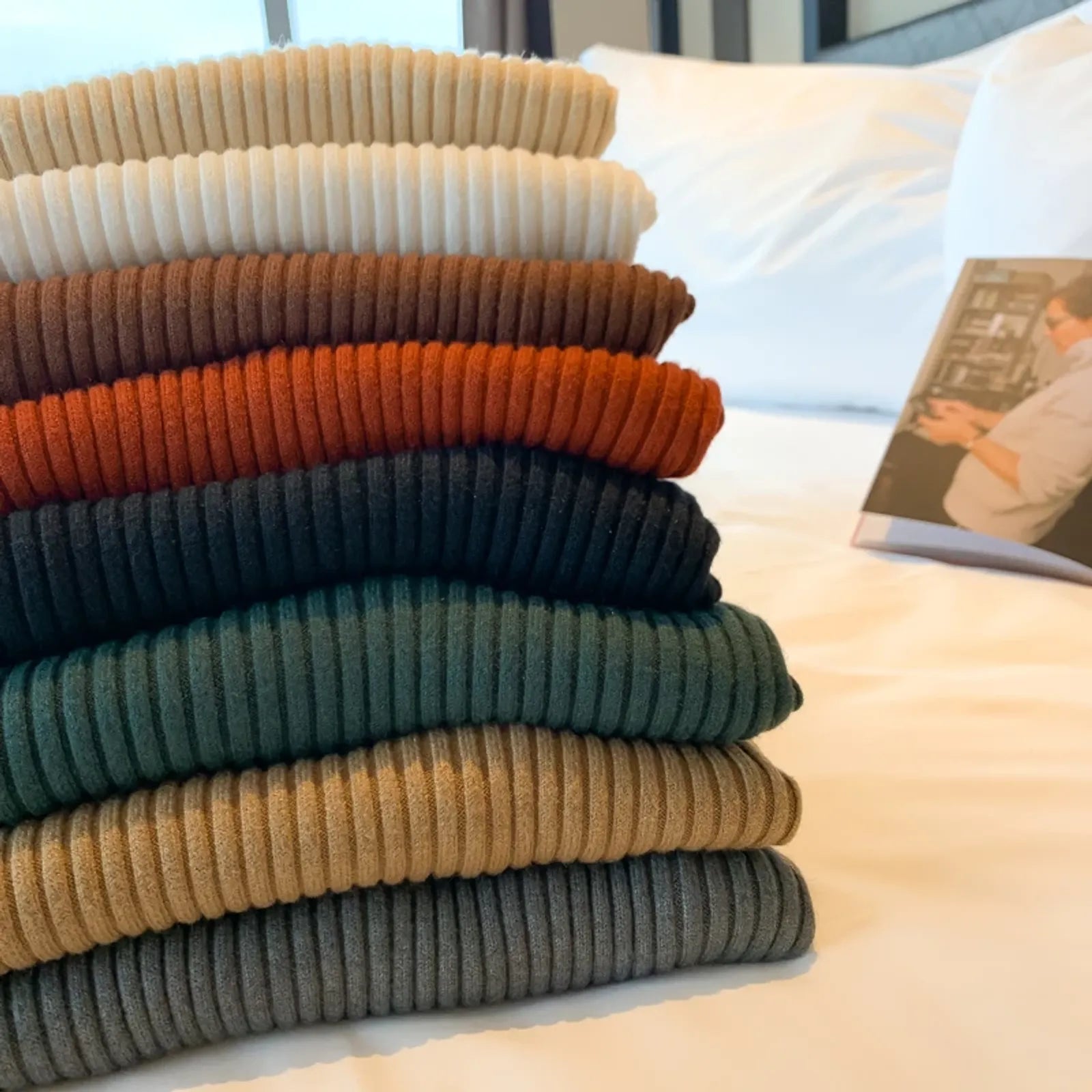 Solid Color Slim Turtleneck Sweater for Women