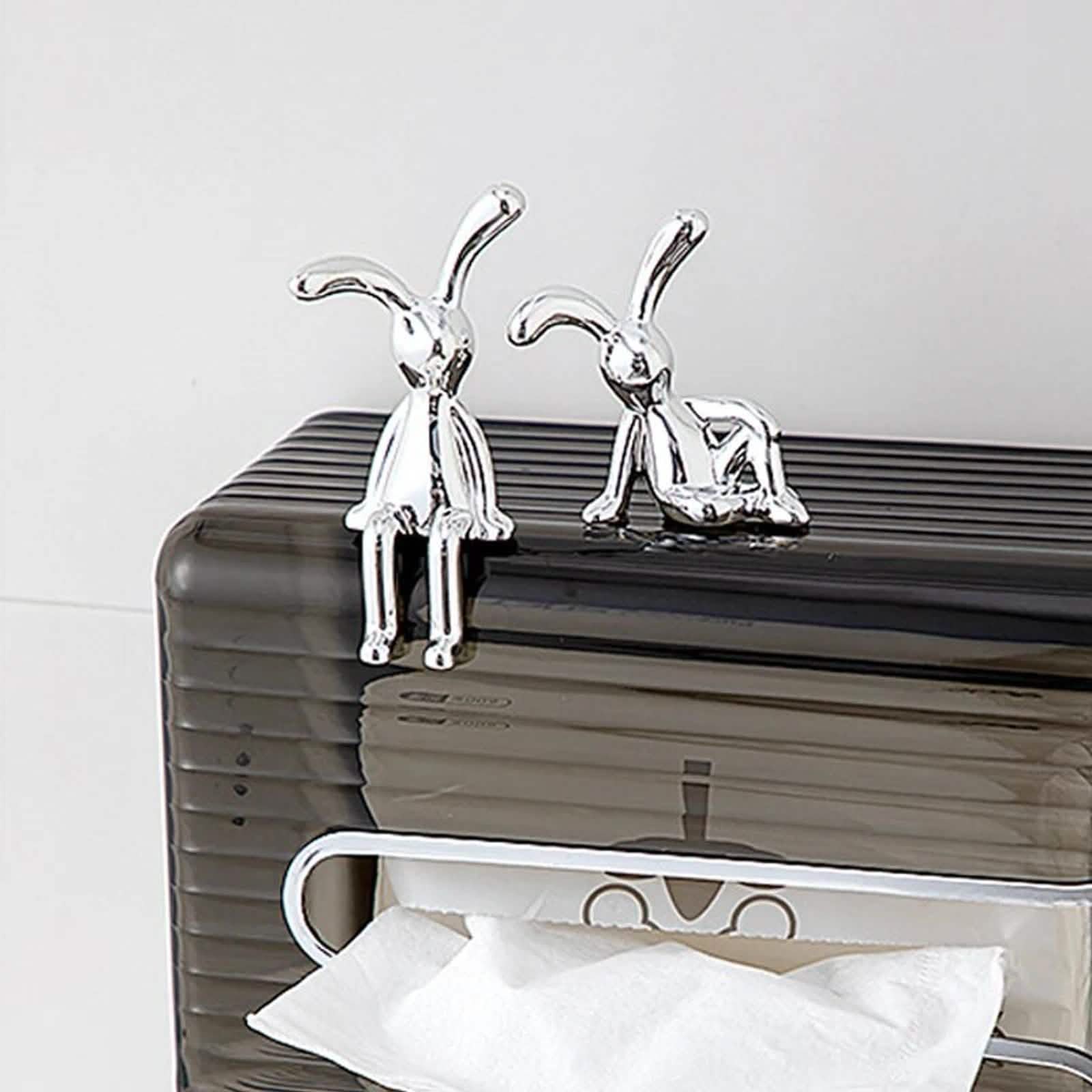 2PC Long-Eared Rabbit Double Statue Decoration