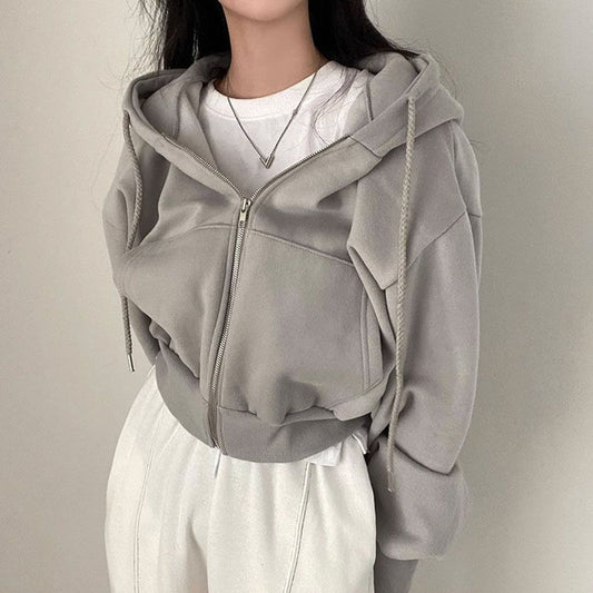 Women's Casual Zip-Up Hooded Sweatshirt - Autumn Winter