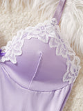 Light Purple Lace Bow Nightdress for Women