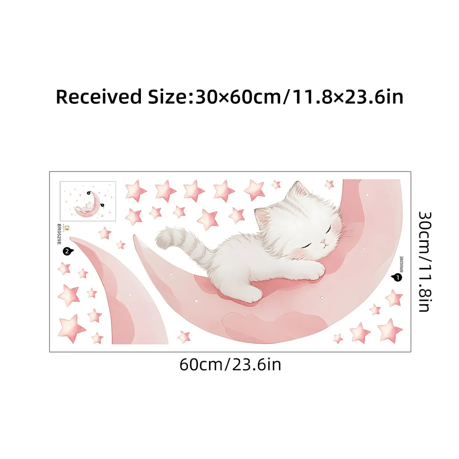 Cute Cat Pink Moon Wall Stickers for Kids' Rooms