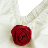 Women's Summer Casual Slim Dress with Puff Sleeves