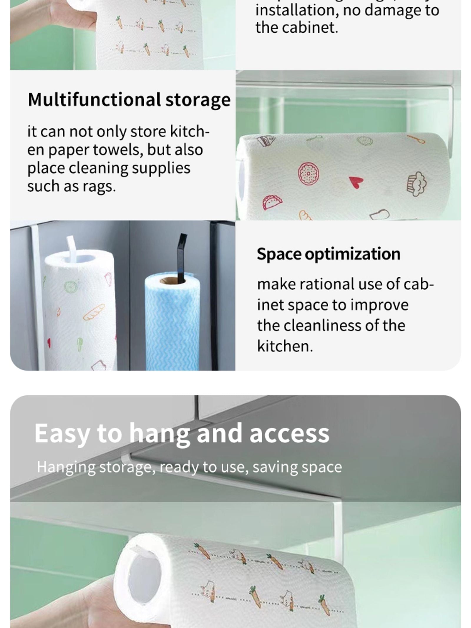 Wall-Mounted Paper Roll and Towel Holder