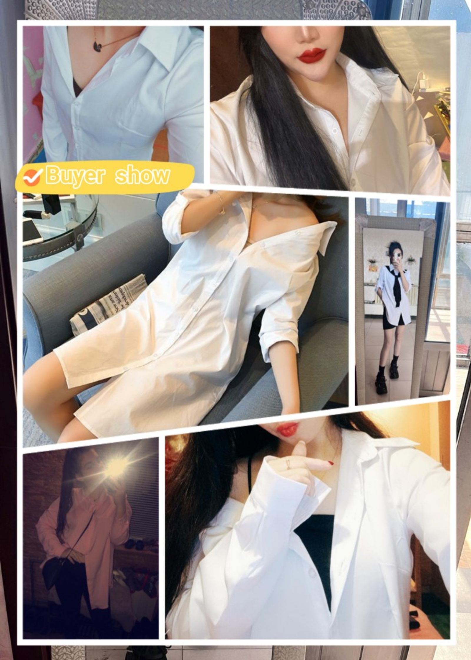 Women's Long Sleeve White and Pink Oversized Blouse