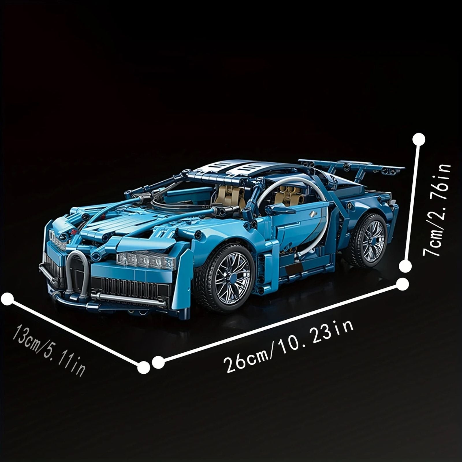 1634-Piece Blue Supercar Building Block Set