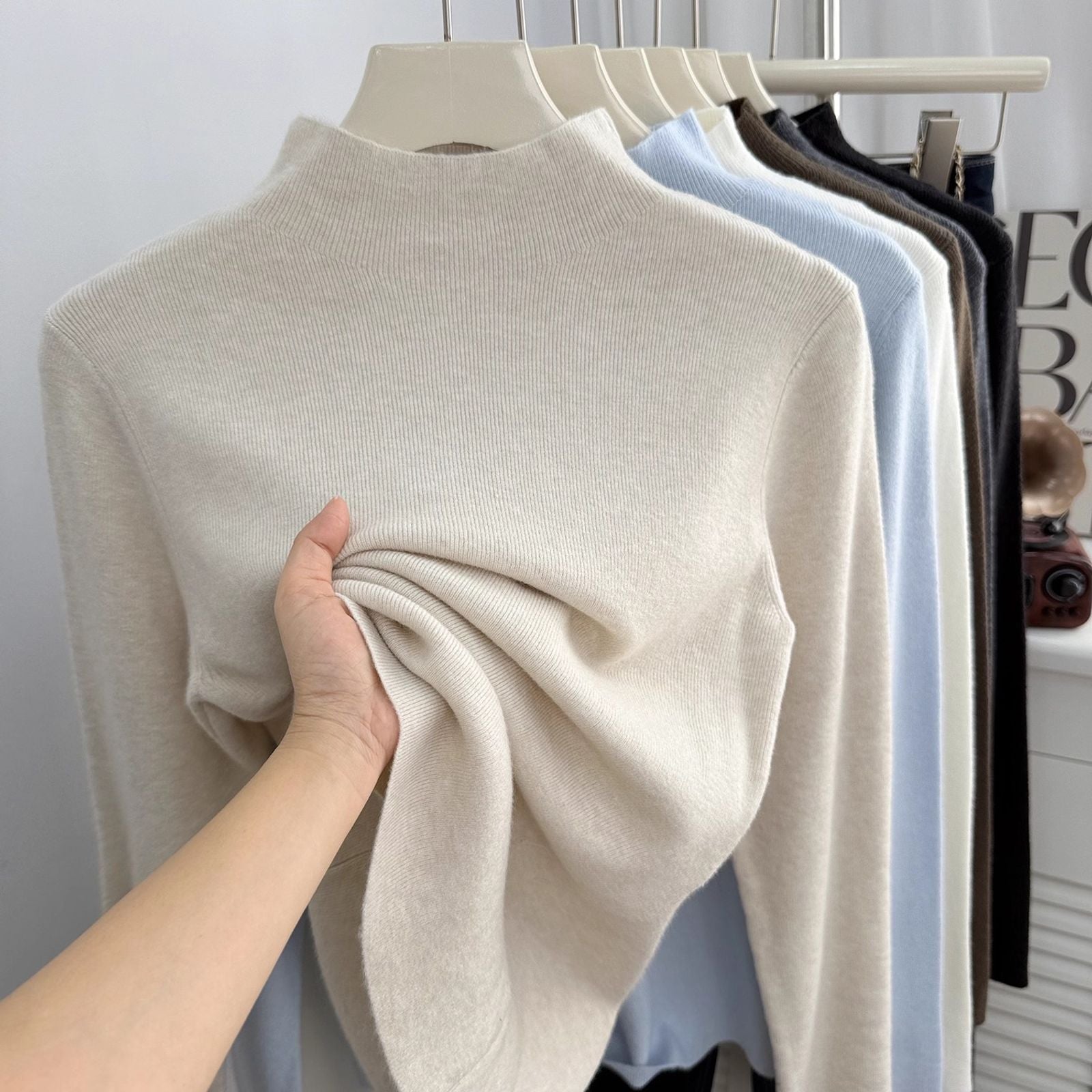 Solid Slim Turtleneck Sweater for Women