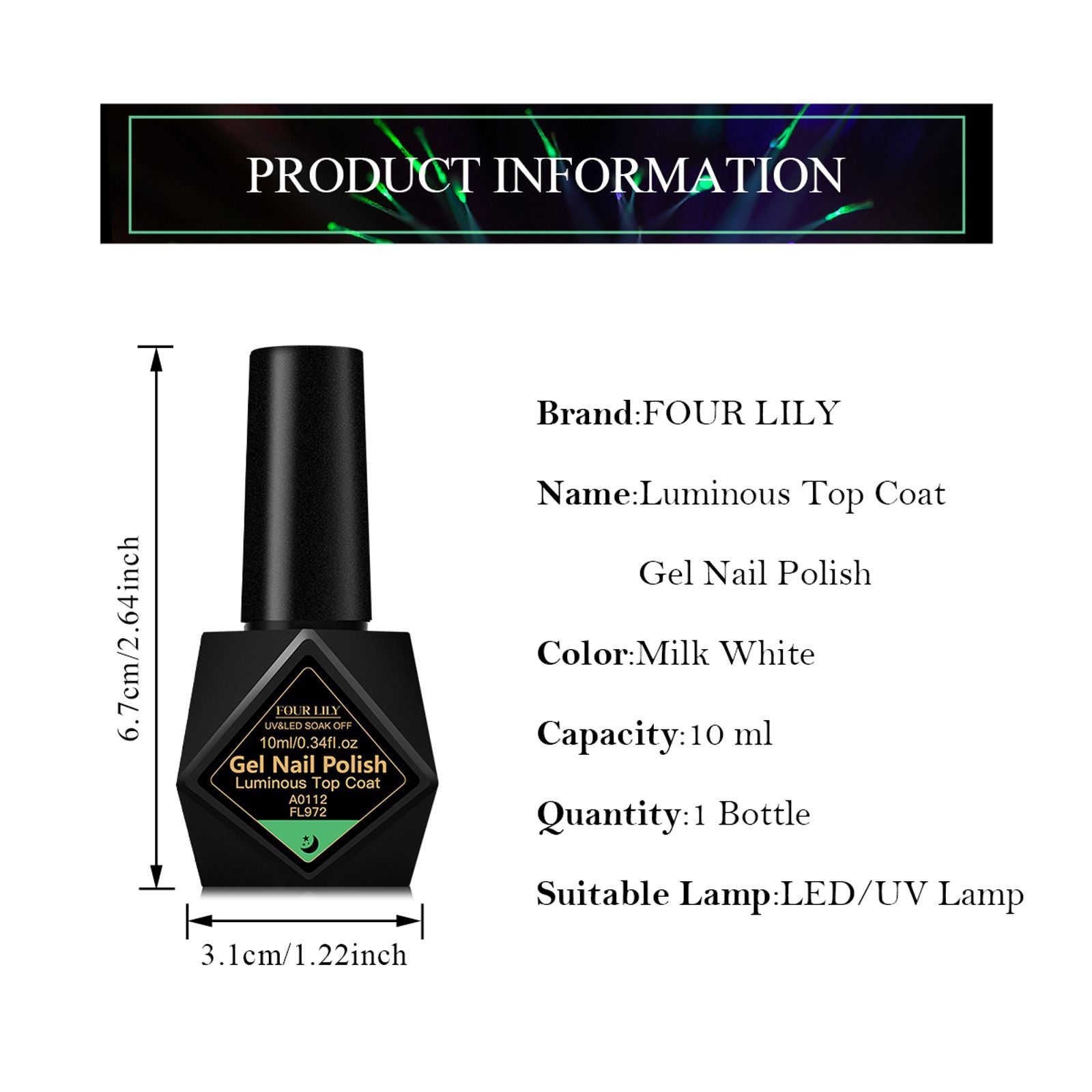 FOUR LILY Glow-in-the-Dark Green Gel Nail Polish 10ml