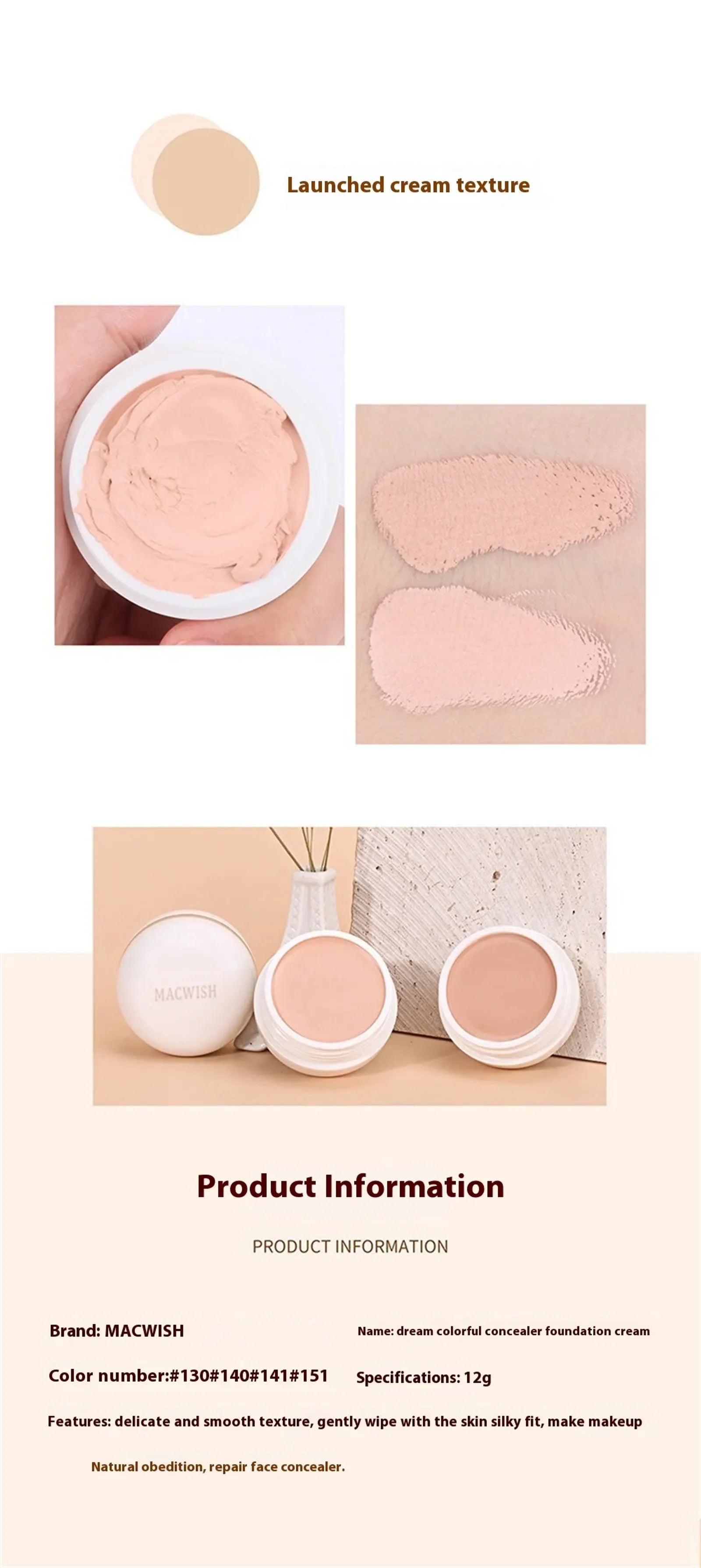 High Coverage Waterproof Concealer for Dark Circles