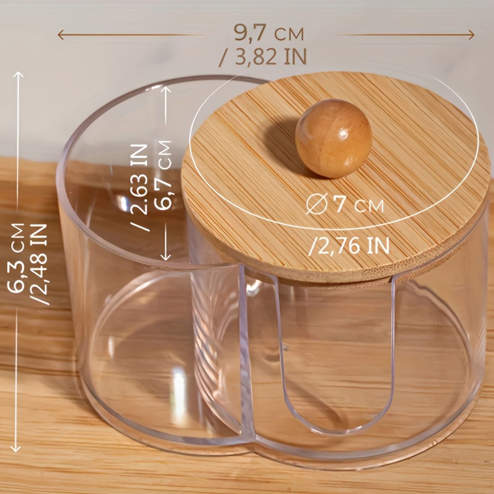 Dual Compartment Cotton Swab and Ball Organizer