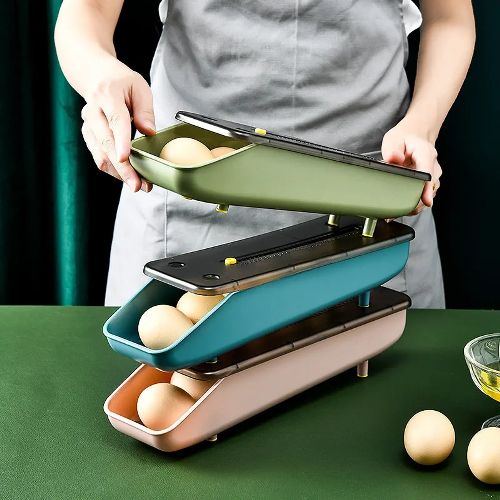 Multi-Layer Egg Holder Rack for Fridge Storage