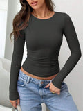 Basic Long Sleeve Crop Top for Women