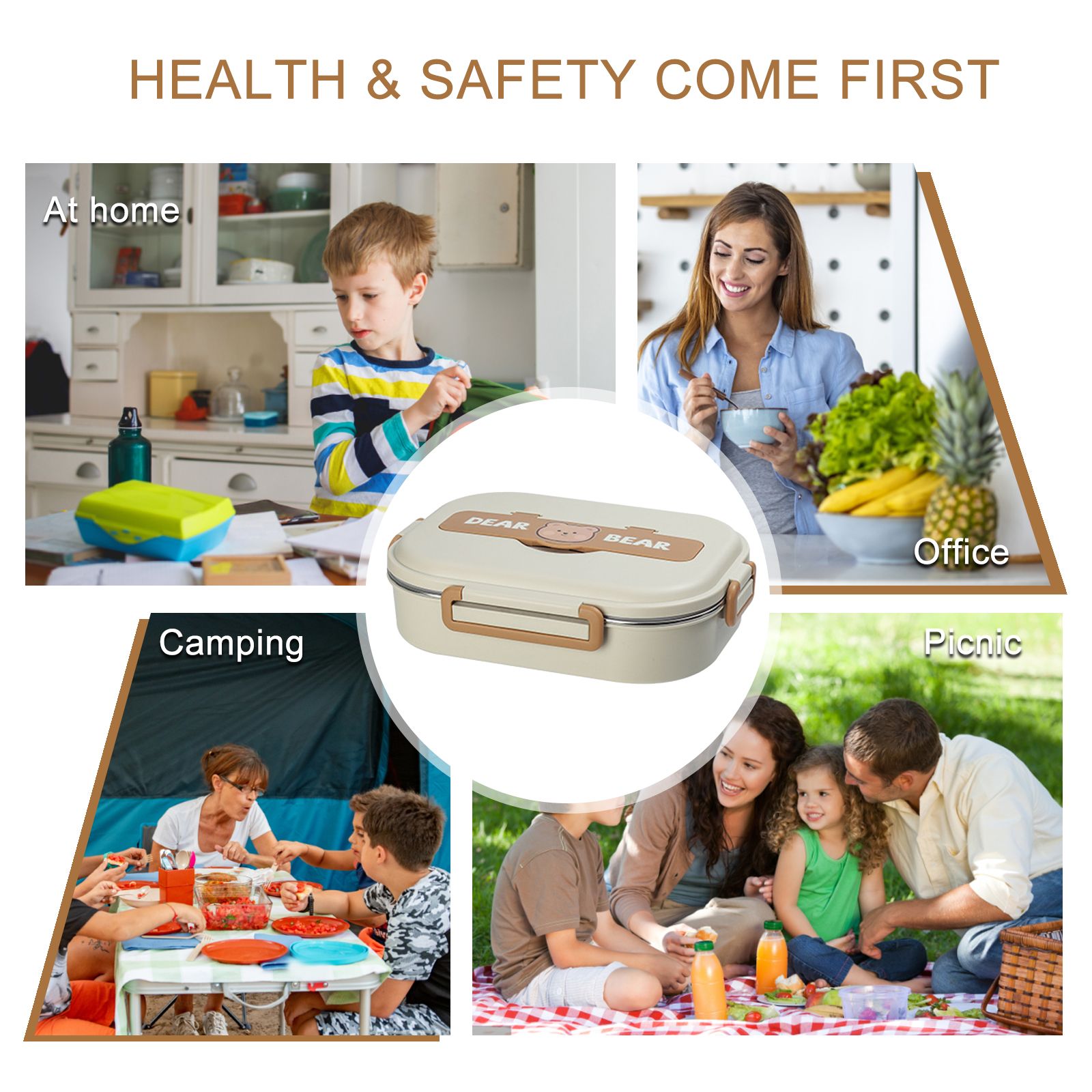 304 Stainless Steel Leak-proof Lunchbox with 4 Compartments