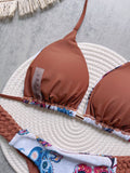 Print Halter Mini Thong High Cut Bikini Set