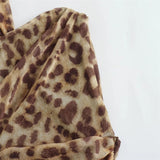 Leopard Print Mesh Sleeveless Bodysuit for Women