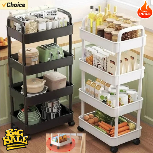 Mobile Multi-functional Kitchen Storage Shelf Trolley