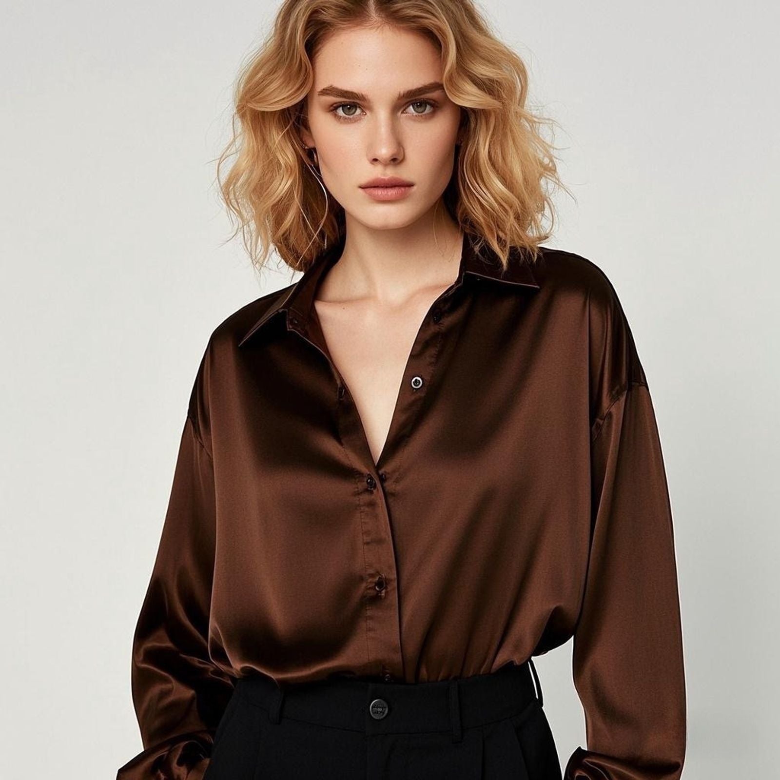 Elegant Multicolor Satin Casual Shirt for Women