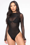 Sexy Transparent Black Mesh Bodysuit for Women