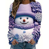 Christmas Snowman 3D Print Sweatshirt for Women