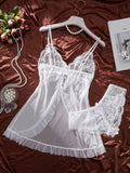 Sexy Lace and Mesh Ruffle Babydoll Dress