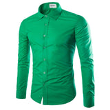 14 Colors Solid Color Men's Fashionable Long Sleeve Shirt