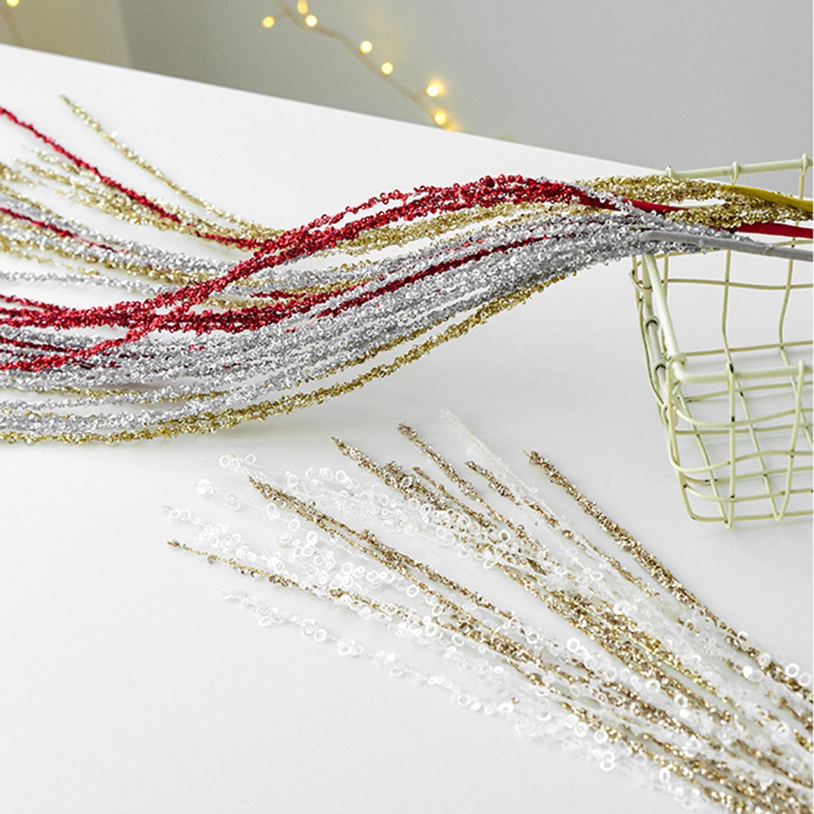 90CM Glitter Sequins and Tassels for Christmas Arrangements