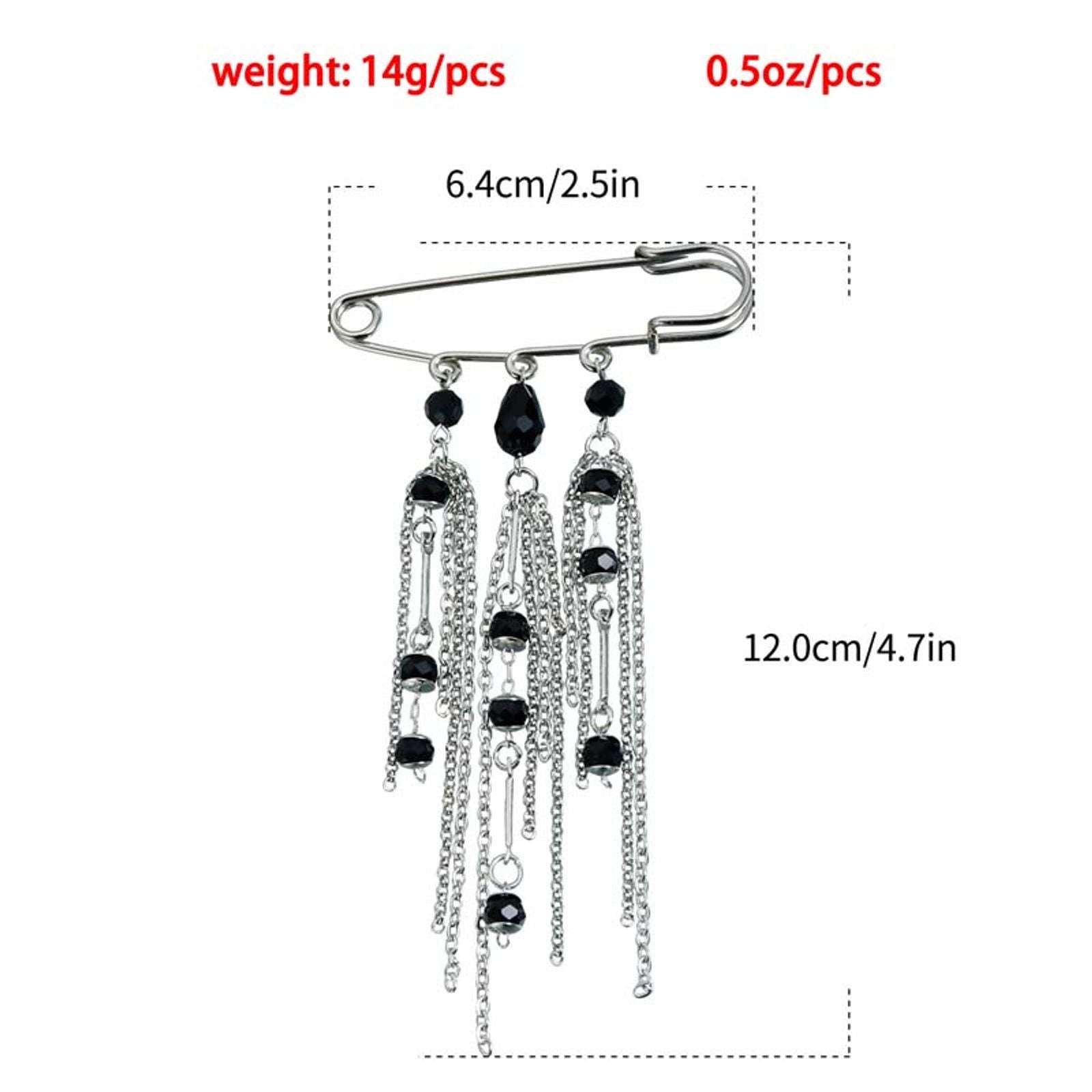 Fashion Metal Heart Tassel Brooch with Pearl and Star Details