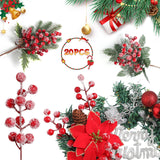 20PCS Snow Frosted Red Berry Stems for Holiday Decor