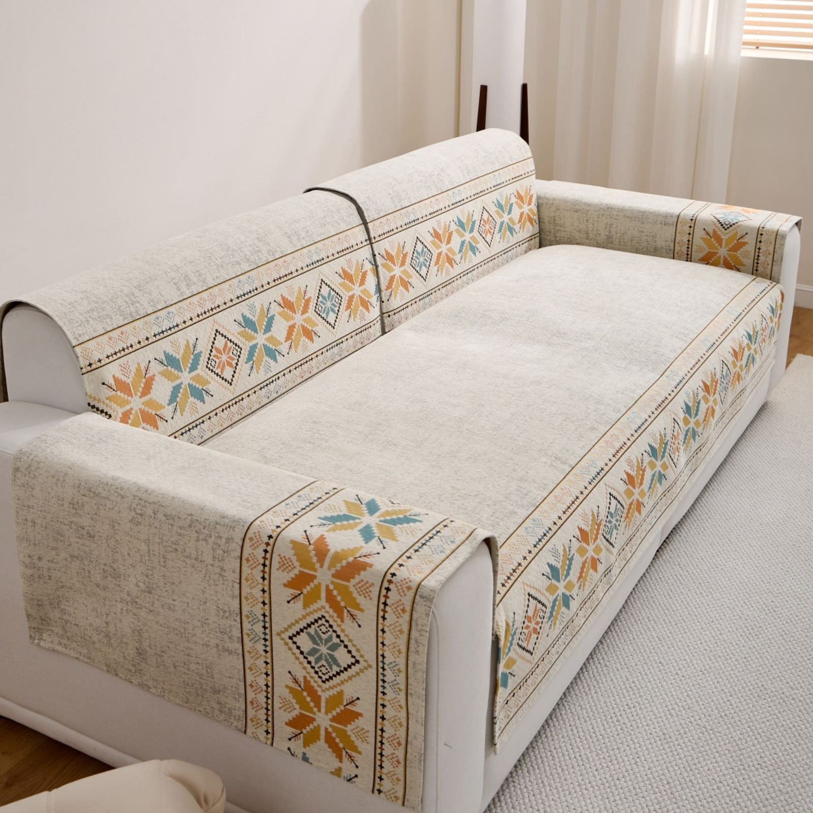Bohemian Jacquard Chenille Sofa Cover for All Seasons