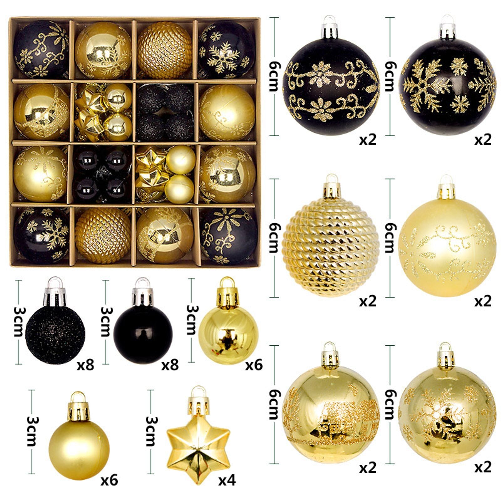 44Pcs Christmas Ball Ornaments for Home Decor