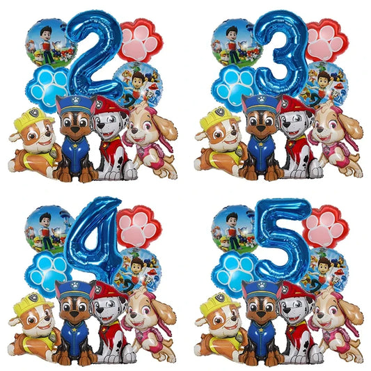 9pcs Cartoon Paw Patrol Foil Balloons for Kids' Birthday