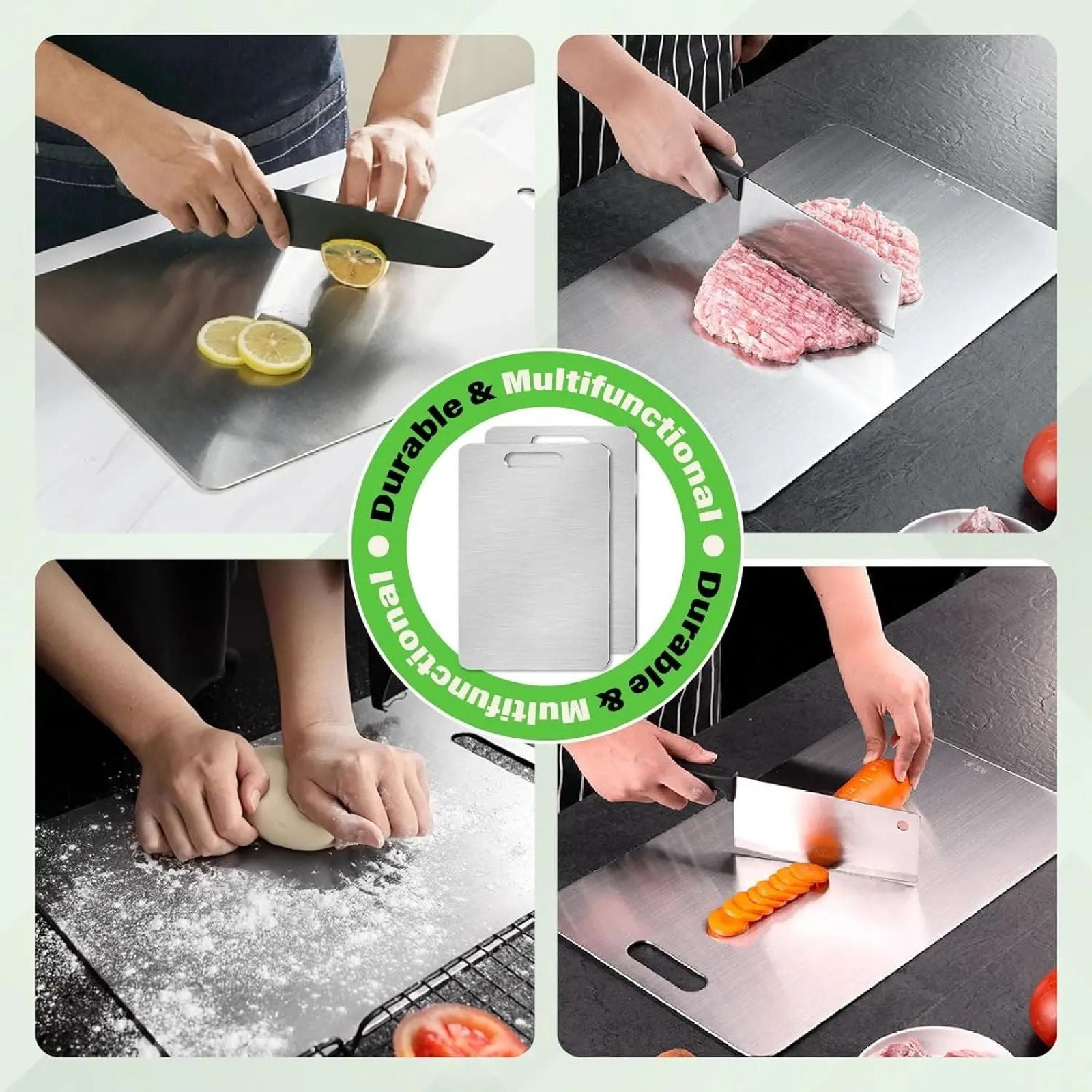 Thickened Double Sided Stainless Steel Chopping Board