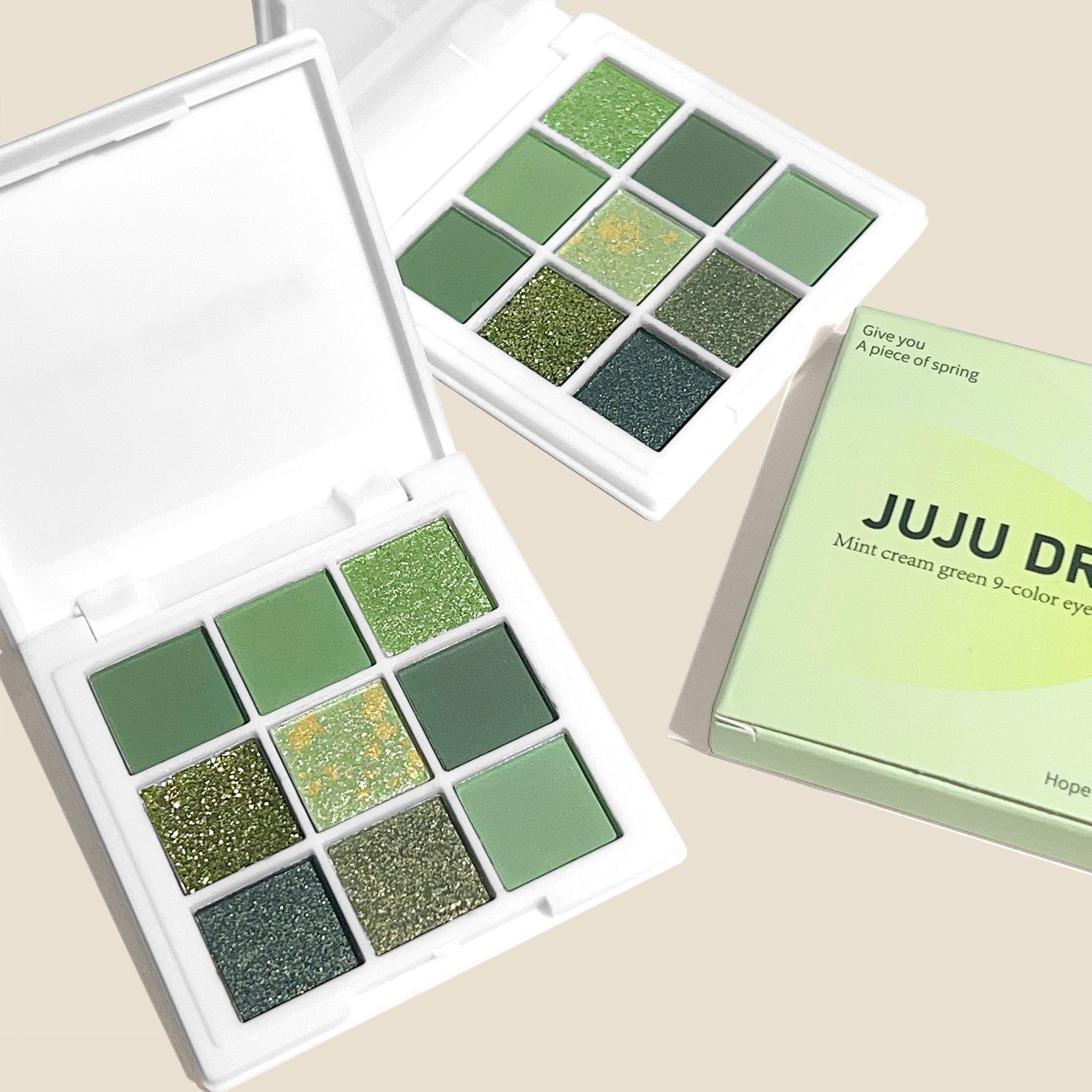 9-Color Eyeshadow Palette in Green and Gold Tones