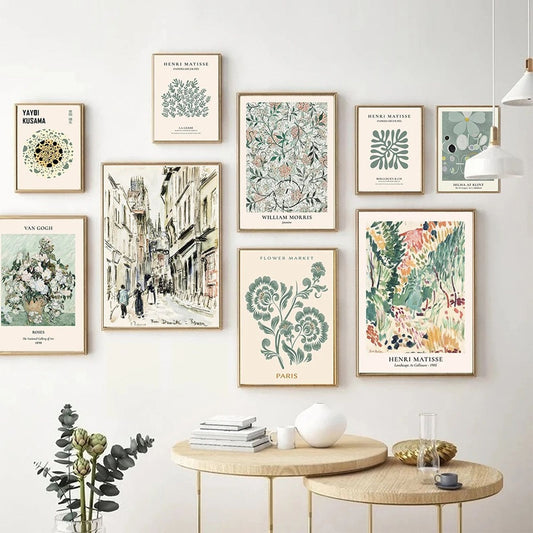 Abstract Matisse Flower and Leaf Wall Art Canvas