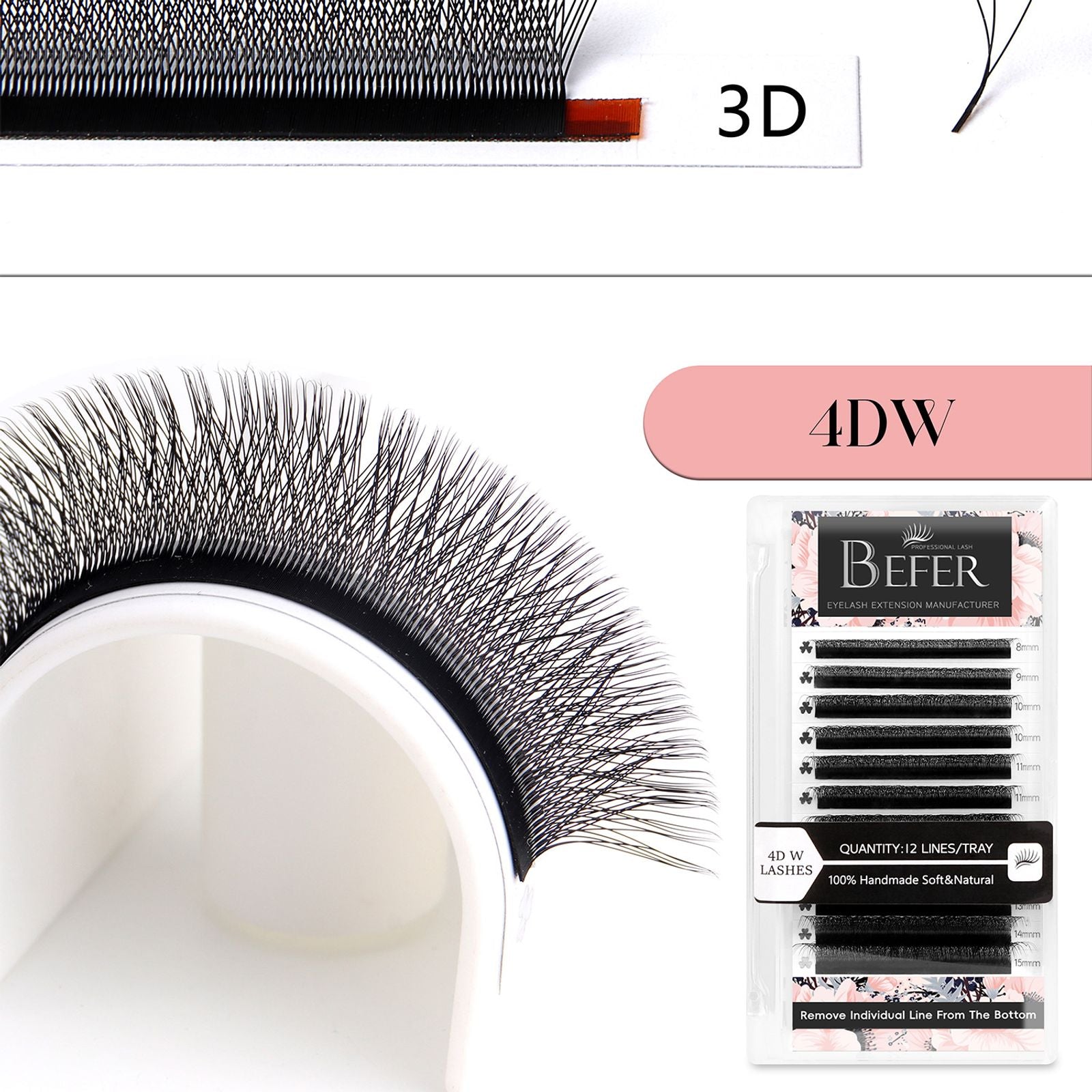 Befer W Shaped Fake Eyelash Extensions - 3D to 6D Variants