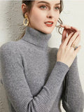 Women's Long Sleeve Striped Turtleneck Jumper
