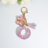 Dreamy Sequin Initial Keychain with Butterfly Pendant