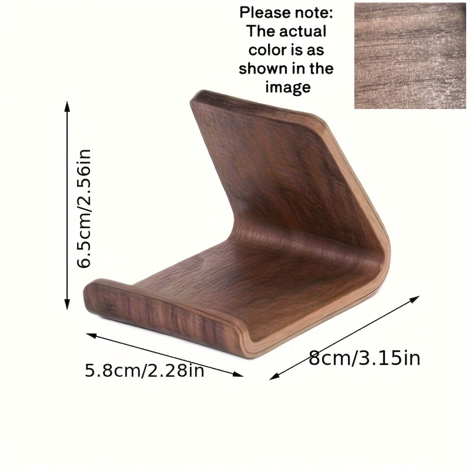 Compact Black Walnut Phone Stand - Flexible Clip Holder