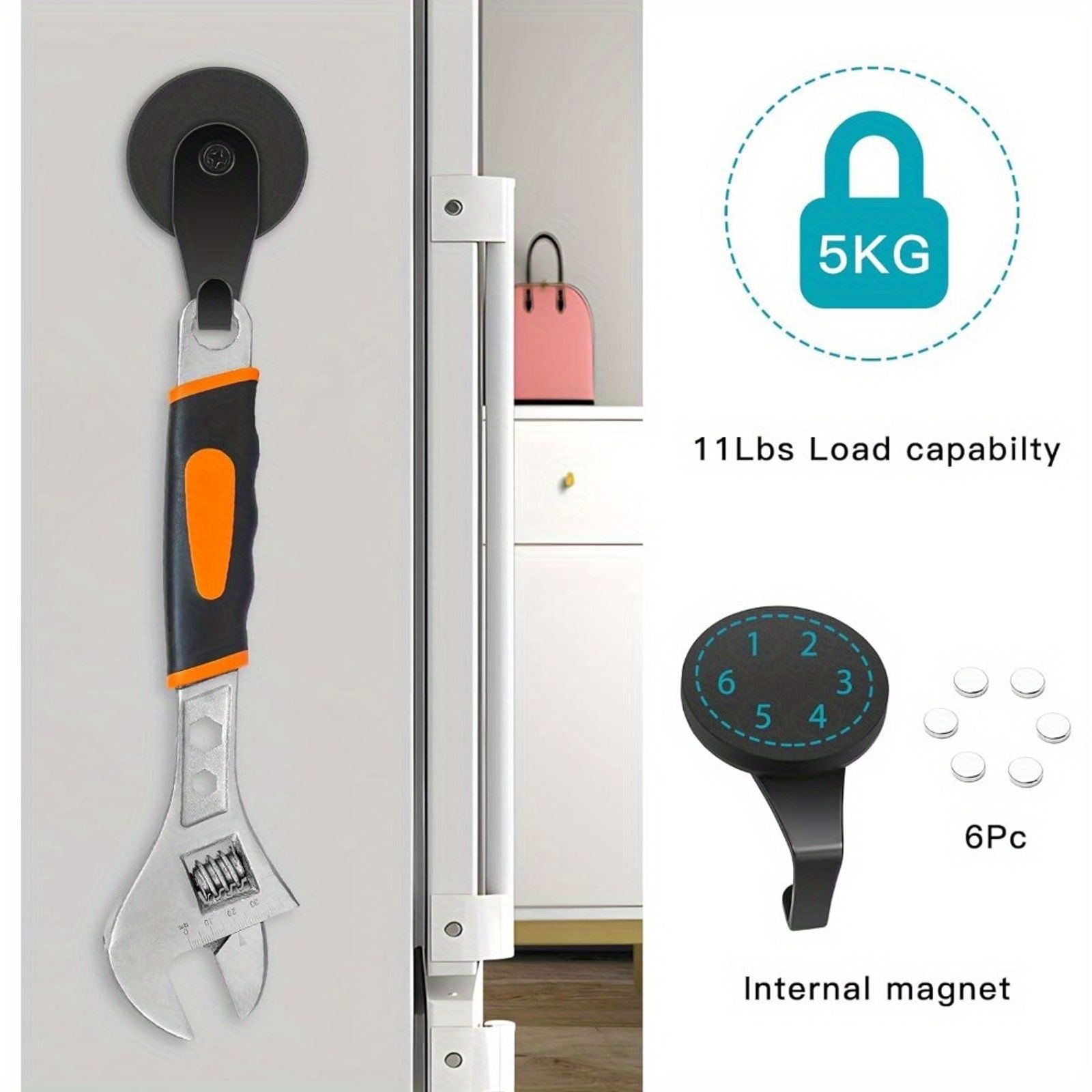 2-Pack Heavy-Duty Magnetic Hook Storage Hangers