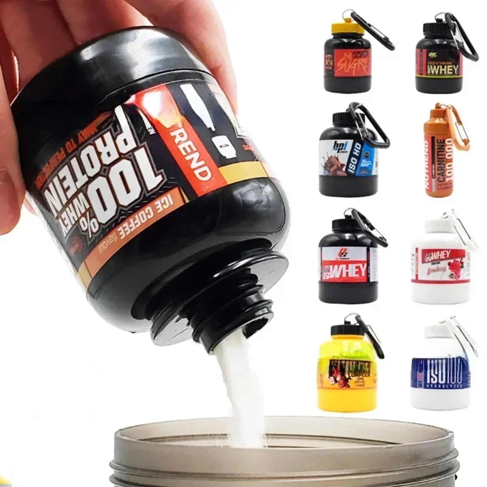 Portable Mini Protein Powder Bottle with Keychain