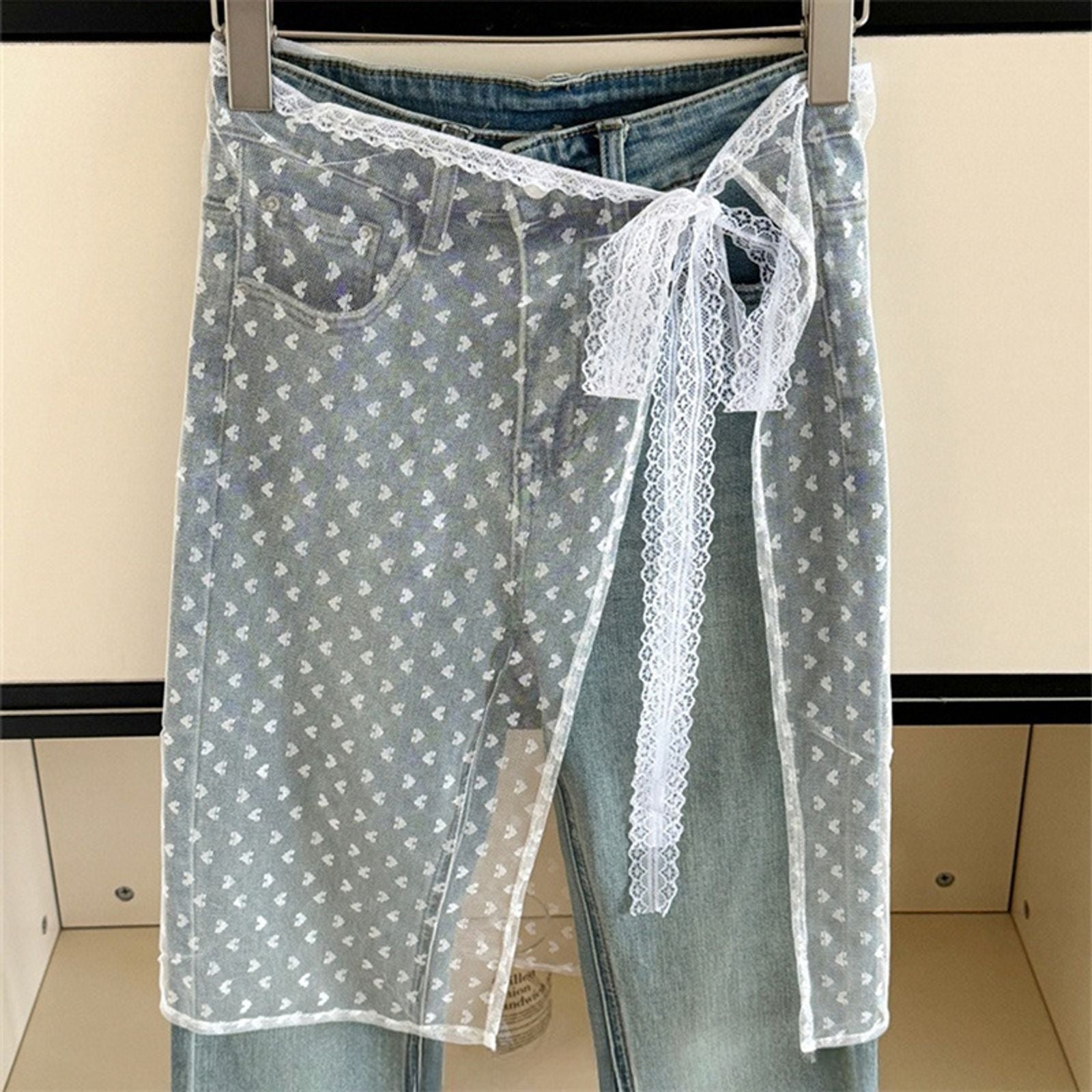 Layered Gauze Skirt with Lace for Y2K Streetwear