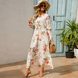 Women’s Bohemian Floral Maxi Dress with Full Sleeves