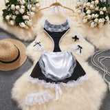 Black Cute Lolita Mini Dress with Ruffle Bow