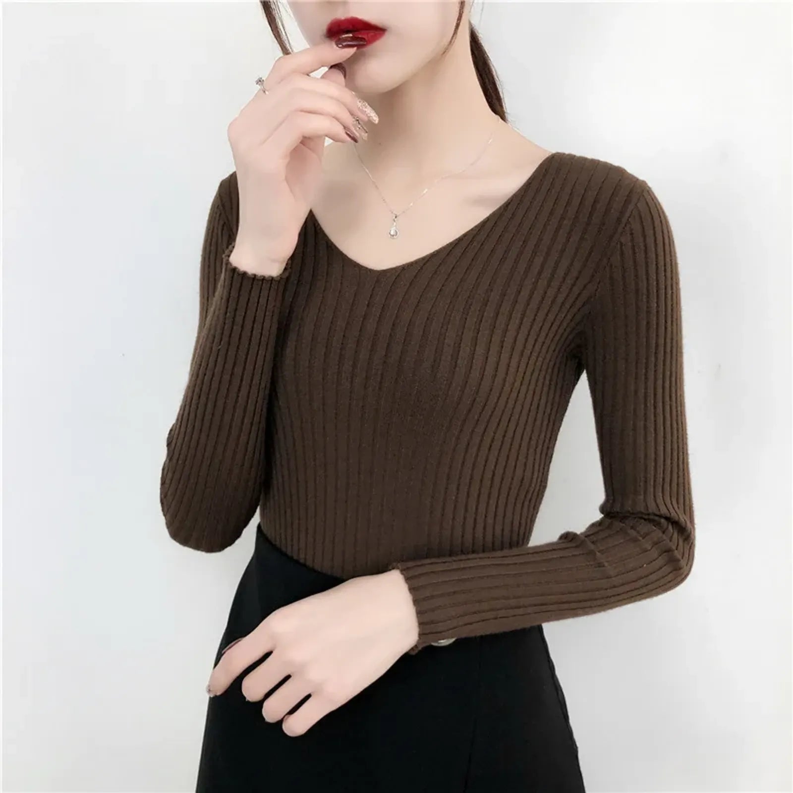 Women’s Knitted V-Neck Pullover Sweater
