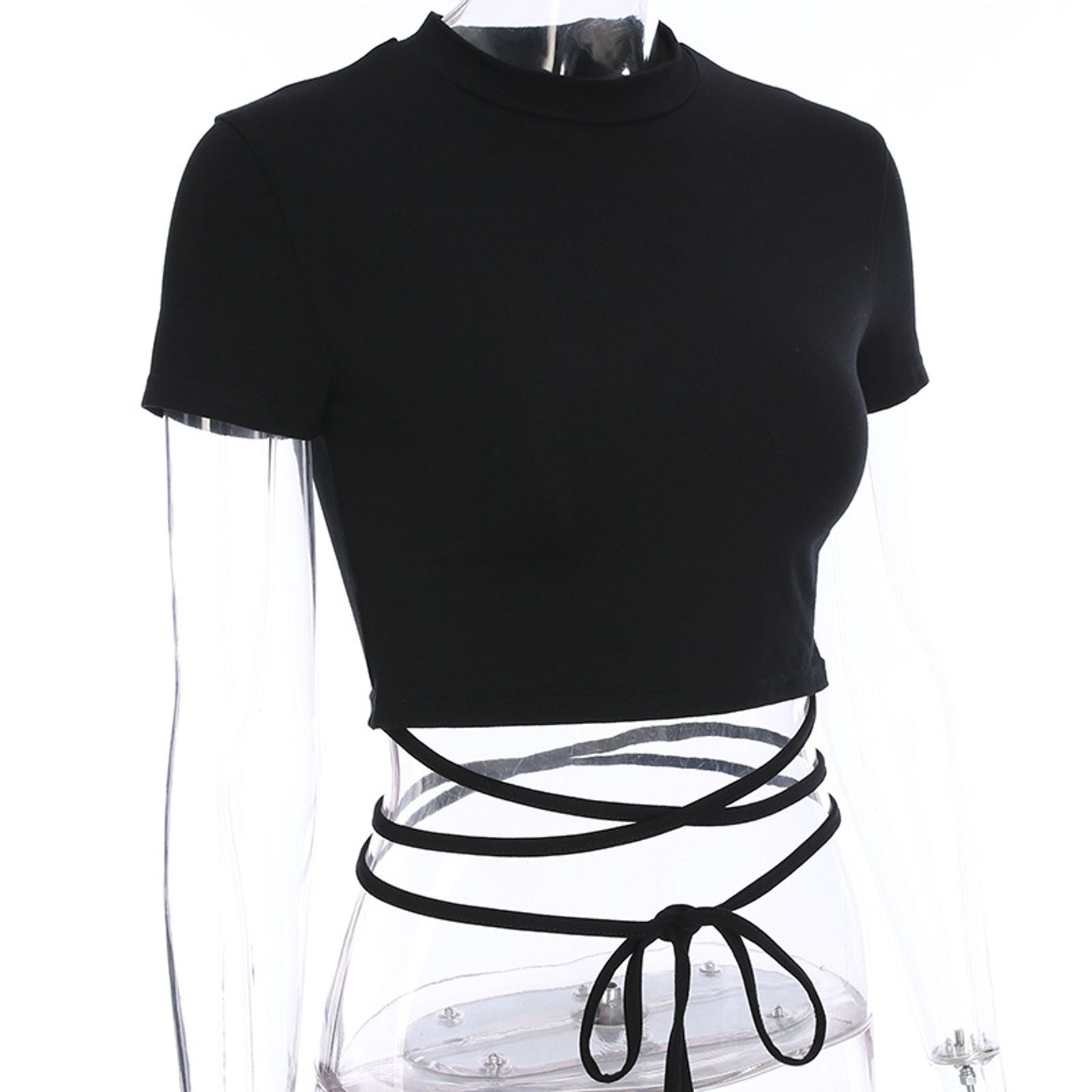 Women’s Black Short Sleeve Crop Top