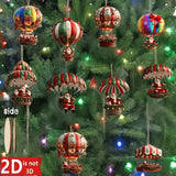 10Pcs Wooden Hot Air Balloon Santa Claus Christmas Ornaments